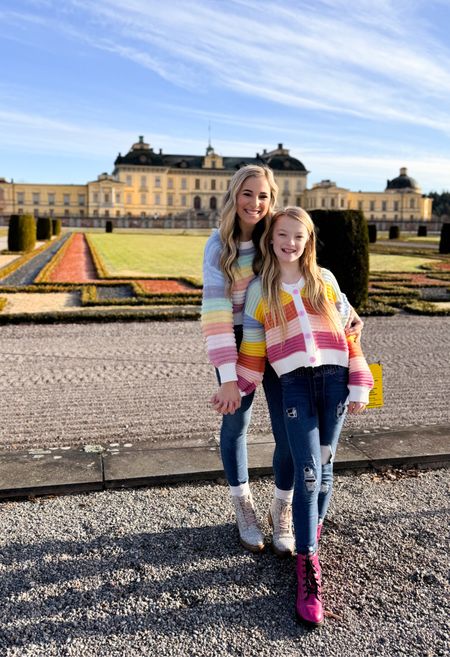 Matching mommy daughter. Mommy and me. Shein finds. Pastel sweater. Spring transition. Tween styles. Pastel cardigan. Stripe sweater. 

#LTKfamily #LTKkids