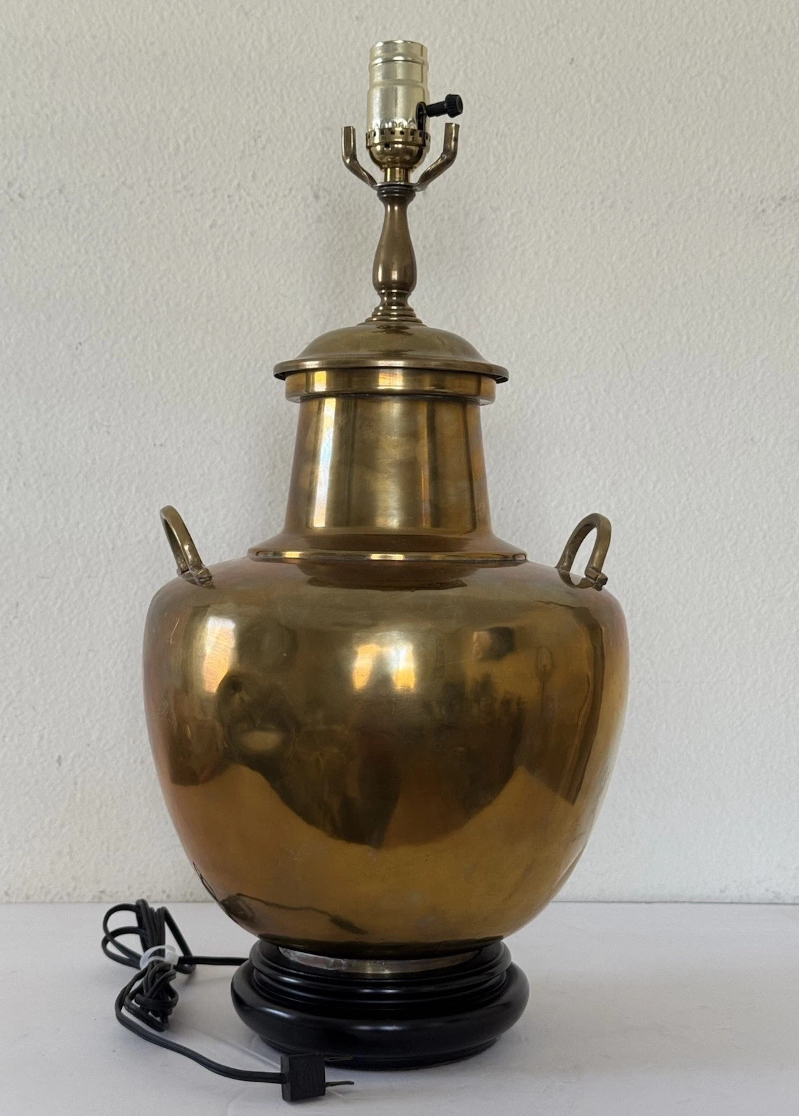 Large Brass Table Lamp Mid Century Bulbous Urn Handled Lacquer Base Vintage 21” | eBay | eBay US