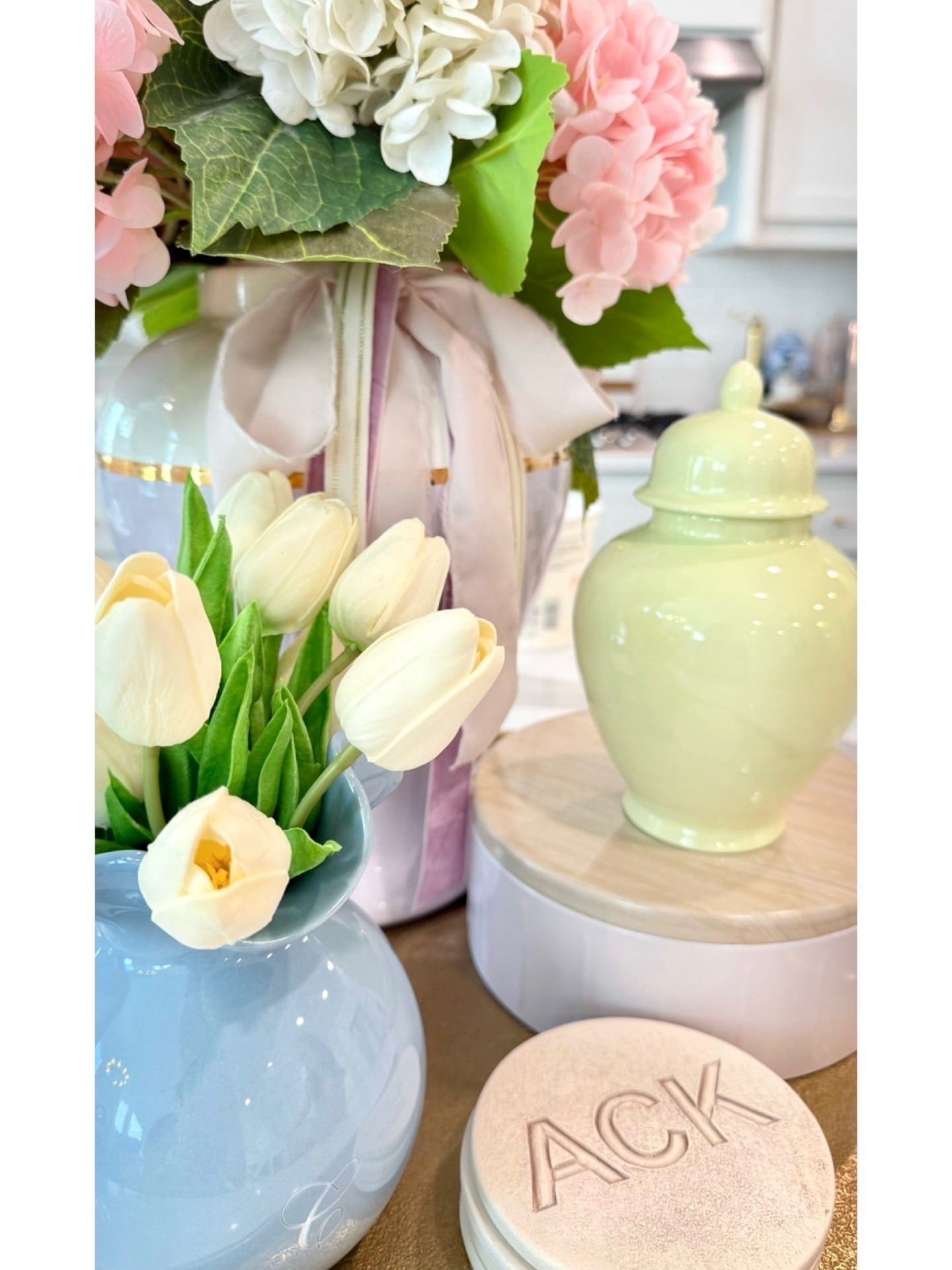 summer / spring decor refresh 🌷and always missing Nantucket. | always decorate in sets of 3 with different heights + use different scaled sizes of products | this set up is great for kitchen or coffee table decor! 

#LTKSeasonal #LTKStyleTip #LTKHome