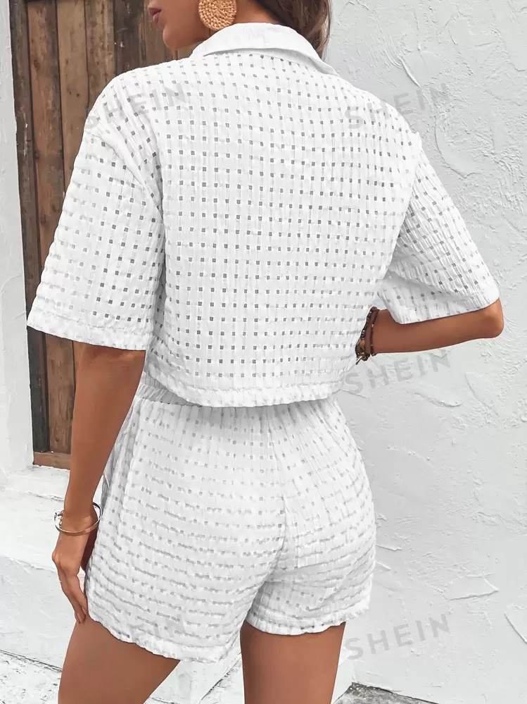 SHEIN LUNE de hombros caídos Camisa & Shorts | SHEIN USA | SHEIN