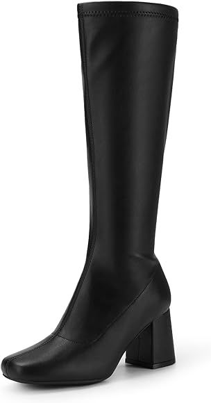 DREAM PAIRS Women's Gogo Boots, Square Toe Chunky Knee High Boots For Women | Amazon (US)