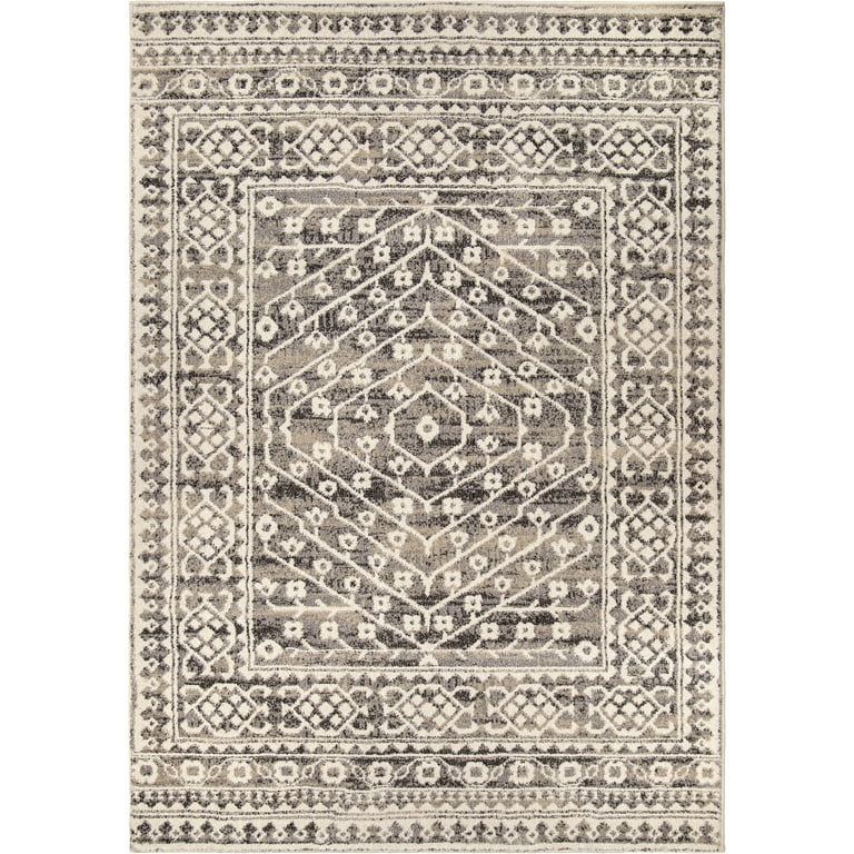 My Texas House Delilah 5'3" X 7'6" Light Grey Geometric Area Rug | Walmart (US)