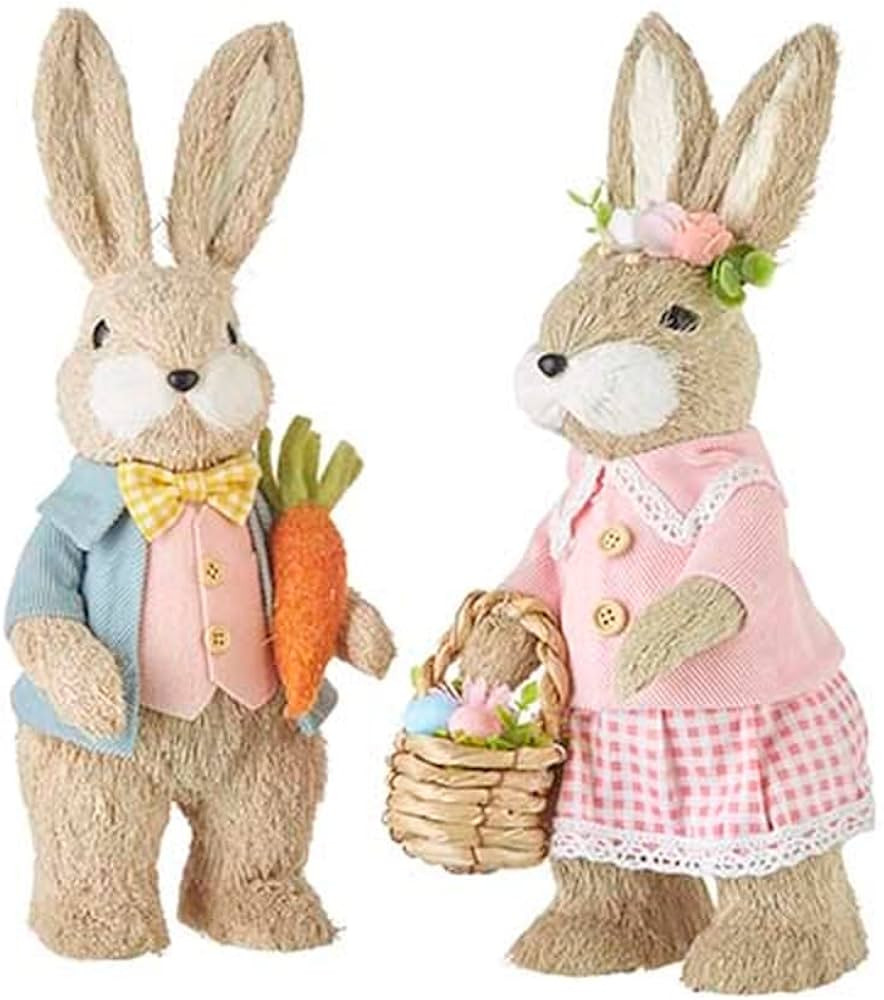 The Bridge Collection Sisal Easter Bunny Couple Figurines | Amazon (US)