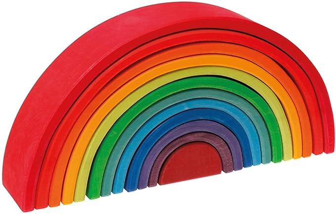 N&M Products X-Large Giant 12-Piece Rainbow Stacker 14.4" - Wooden Nesting Puzzle/Creative Buildi... | Amazon (US)