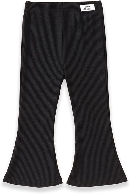 IZYJOY Kids Baby Girl Ribbed Knit Bell Bottoms Solid Color Flared Pants Toddler Elastic Waist Ruf... | Amazon (US)