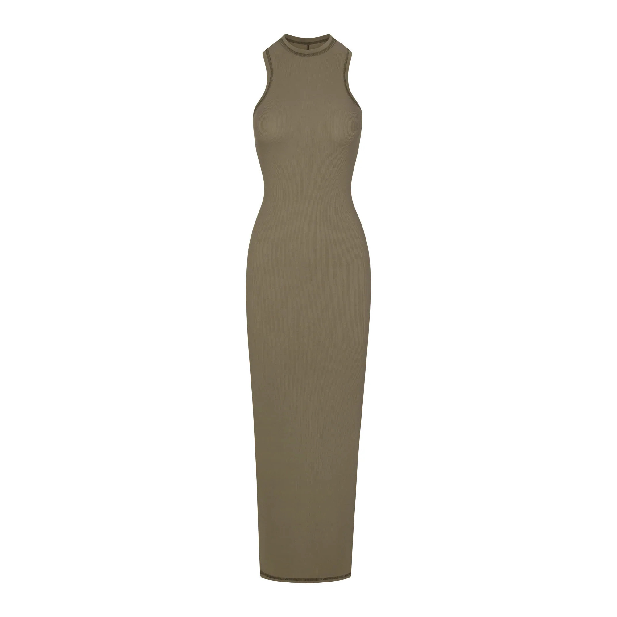 COTTON RIB SLEEVELESS LONG DRESS | ARMY MULTI | SKIMS (US)