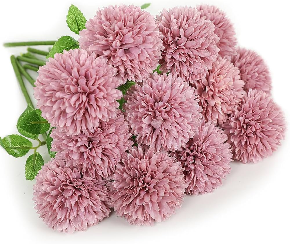 Floweroyal 12pcs Artificial Chrysanthemum Ball Flowers Silk Hydrangea Bridal Wedding Bouquet for ... | Amazon (US)