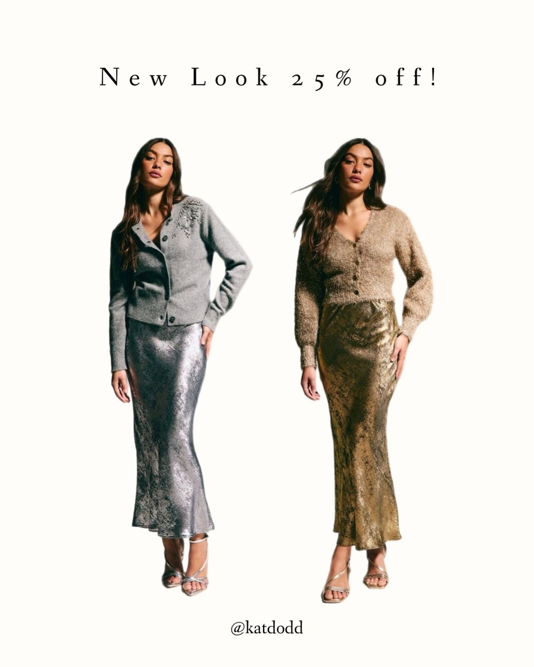 Gold and silver skirts for the festive period!!! How CUTE with a jumper for Christmas Day 🤍🤍🤍

New look 25% discount code and free delivery use: GEP-H9EW-9ECX-1986


Christmas Day outfit New Year’s Eve festive clothing gold silver midi skirt embellished cardigan jumper new look 

#LTKuk #LTKfestive #LTKsale