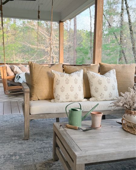 The prettiest block print outdoor pillow covers! You can even get matching outdoor fabric too! I’m working on making an outdoor curtain to hide everything under our grill area! 

#LTKSeasonal #LTKfindsunder100 #LTKhome