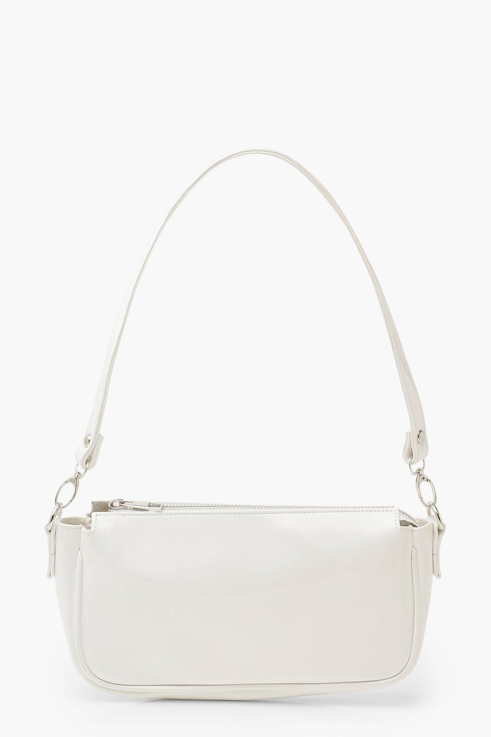 Womens Patent Shoulder Bag - White - One Size | Boohoo.com (US & CA)