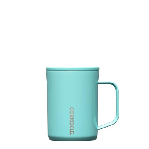 Corkcicle Classic Coffee Mug - Triple Insulated Stainless Steel Travel Mug - Shatter-Proof Lid - Keeps Drink Hot Over 3 Hours - Holiday Mug Gift - Great for Gifting Warmth - 16 oz - Turquoise | Amazon (US)