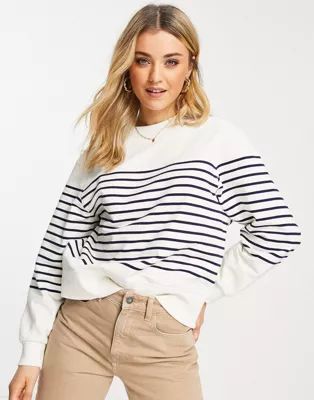 & Other Stories organic cotton stripe print knitted jumper in off white | ASOS | ASOS (Global)