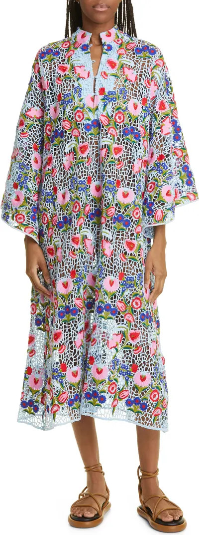 Floral Open Stitch Long Sleeve Cover-Up Dress | Nordstrom