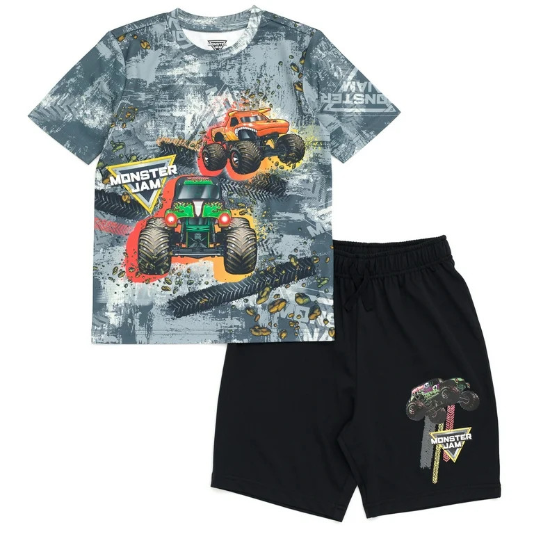 Monster Jam Grave Digger El Toro Loco Megalodon Toddler Boys T-Shirt and Shorts Outfit Set Toddle... | Walmart (US)