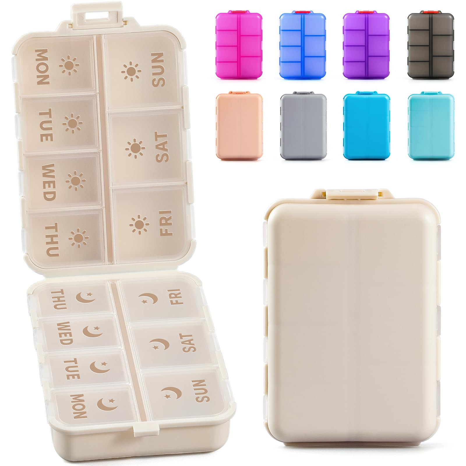 NEW Foldable & Double Protection Portable Weekly Pill Organizer 2 Times A Day with Etched Labels,... | Amazon (US)