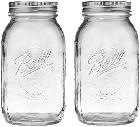 Ball Regular Mouth 32-Ounces Mason Jar with Lids and Bands (2-Units), Pack of 2, Clear | Amazon (US)