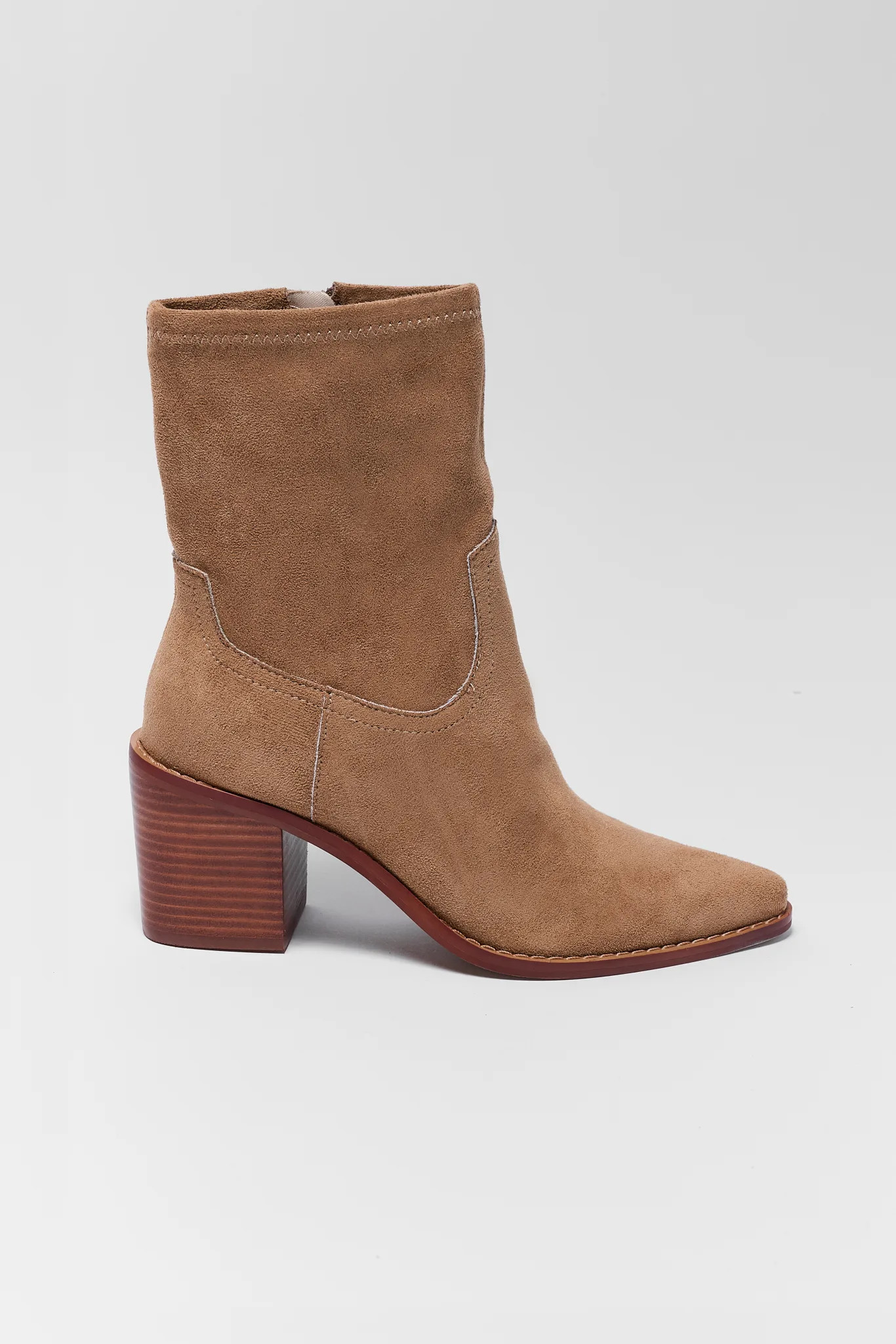Tan Faux Suede Ankle Bootie | Avara