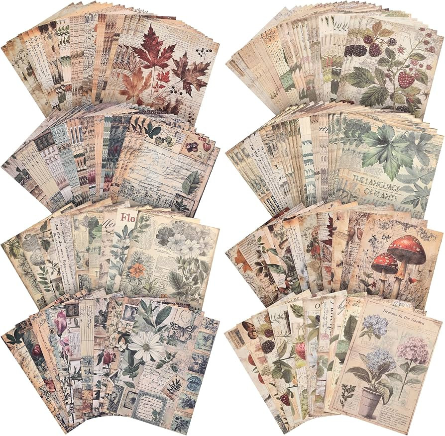 120 Sheets Vintage Botanical Scrapbook Paper Set, Journaling Scrapbooking Supplies Craft Decoupag... | Amazon (US)
