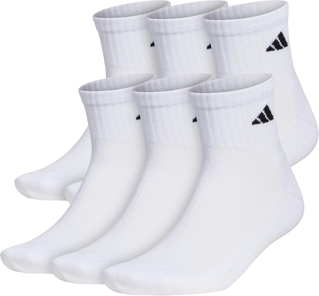 adidas Men's Socks, Athletic Cushioned Quarter 6-Pack, Ankle Fit with Arch Support | Amazon (US)