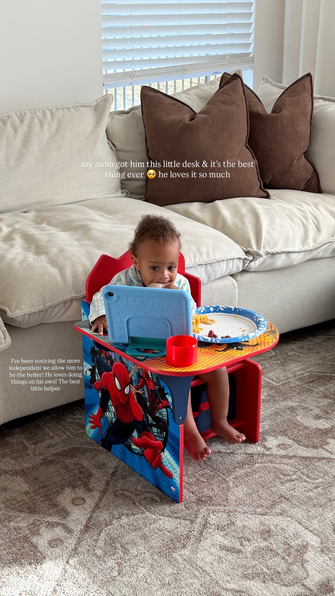 my mom got him this little desk & it’s the best thing ever 🥺 he loves it so much  I’ve been noticing the more independent we allow him to be the better! He loves doing things on his own! The best little helper

#LTKmomlife #LTKHome #LTKBaby