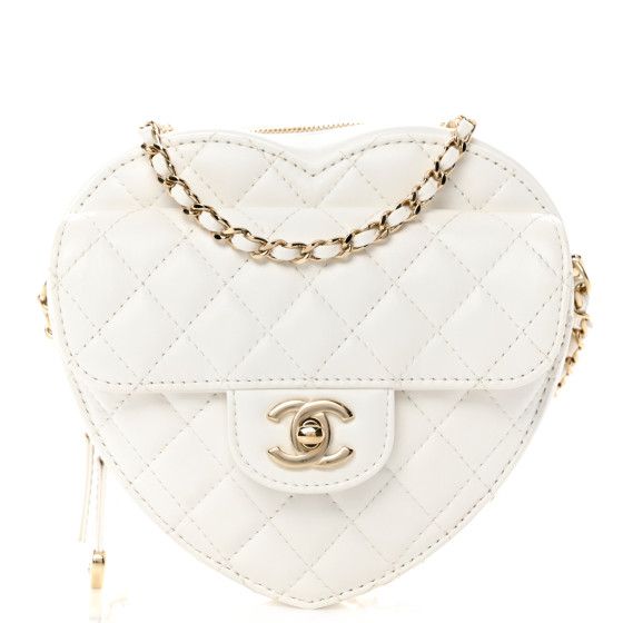 Lambskin Quilted CC In Love Heart Bag White | FASHIONPHILE (US)