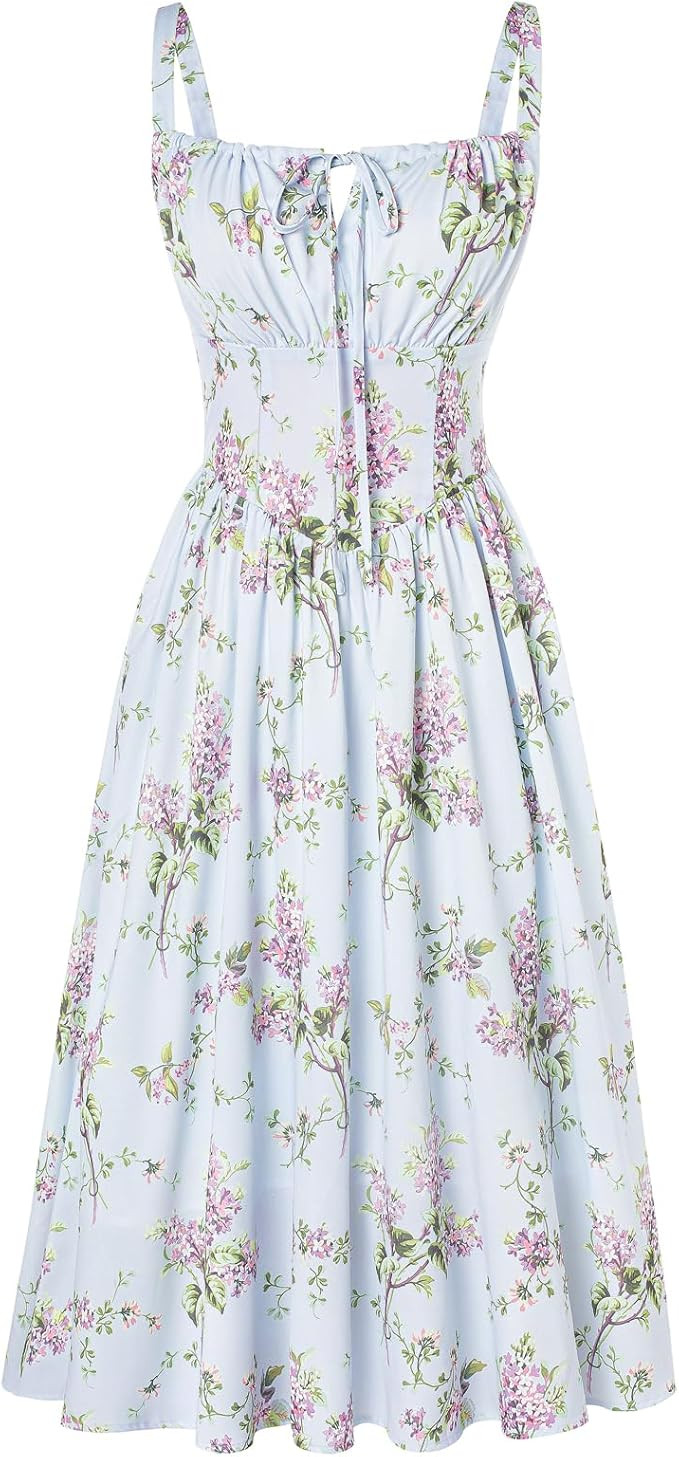 SCARLET DARKNESS Women's Floral Midi Dress Corset Sundresses 2026 Summer Spring Vacation Milkmaid... | Amazon (US)