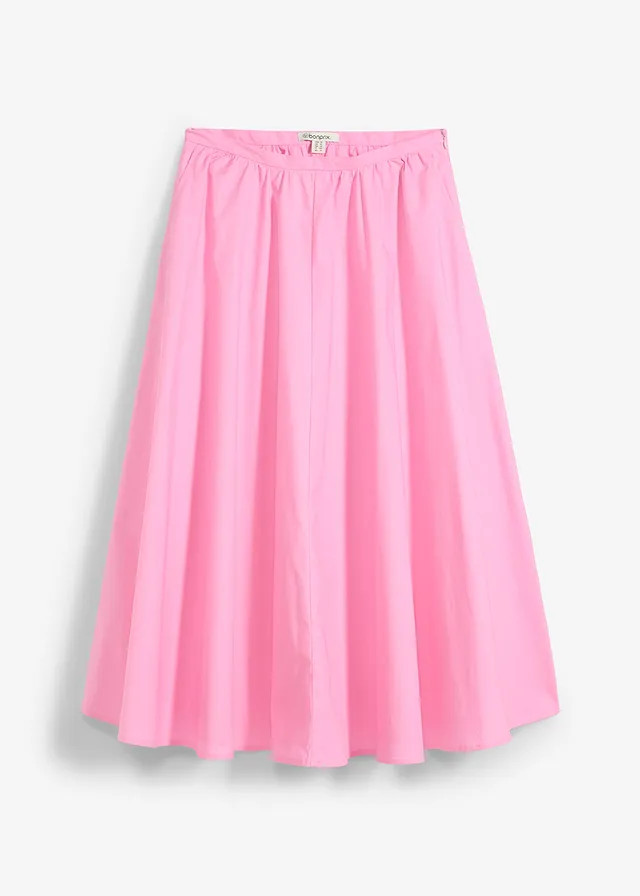 Midi rok in een elastische katoenmix roze | Bonprix NL (Influencer)