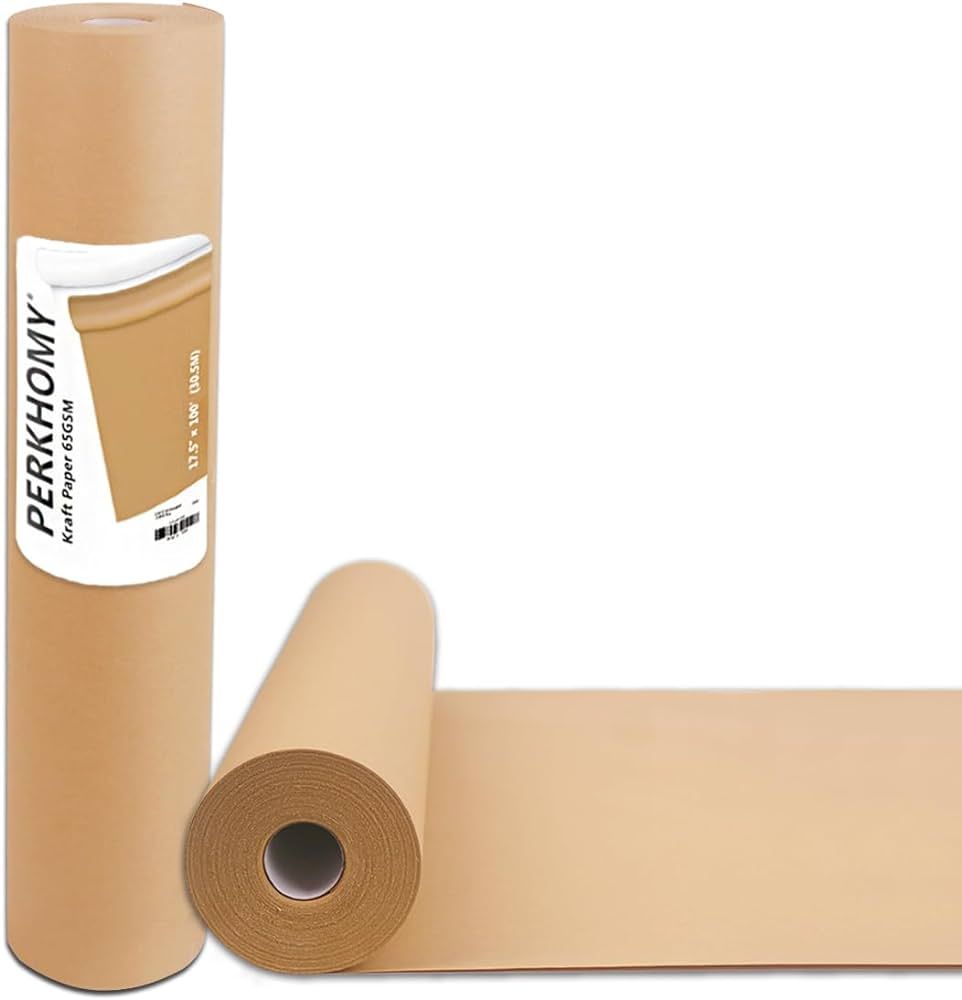 PerkHomy Brown Kraft Paper Roll 17.5" x 1,200" (100') for Gift Wrapping Bulletin Board Bouquet Fl... | Amazon (US)
