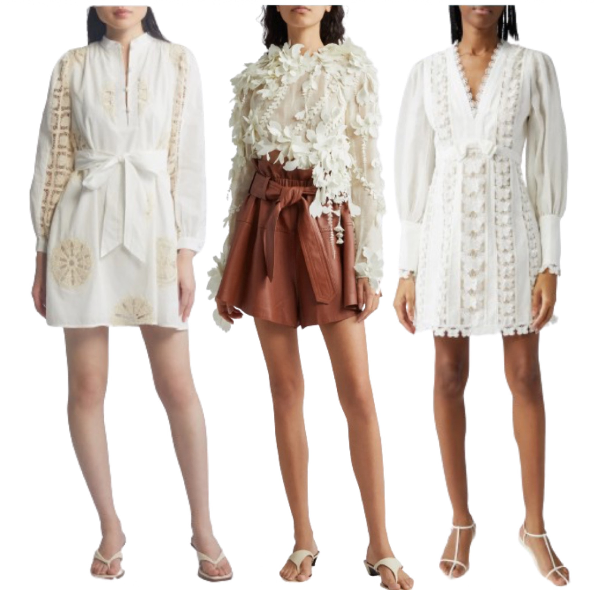 How gorgeous are these pieces? I am loving all of the details of these statement pieces. The middle Zimmerman top is my absolute favorite. I love how they paired it with the leather shorts, what a vibe!

#LTKSeasonal #LTKparties #LTKU