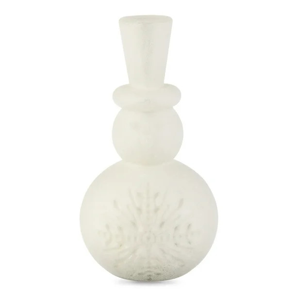 Holiday Time Christmas Beaded White Glass Snowman Tabletop Decoration, 10.5-Inch | Walmart (US)