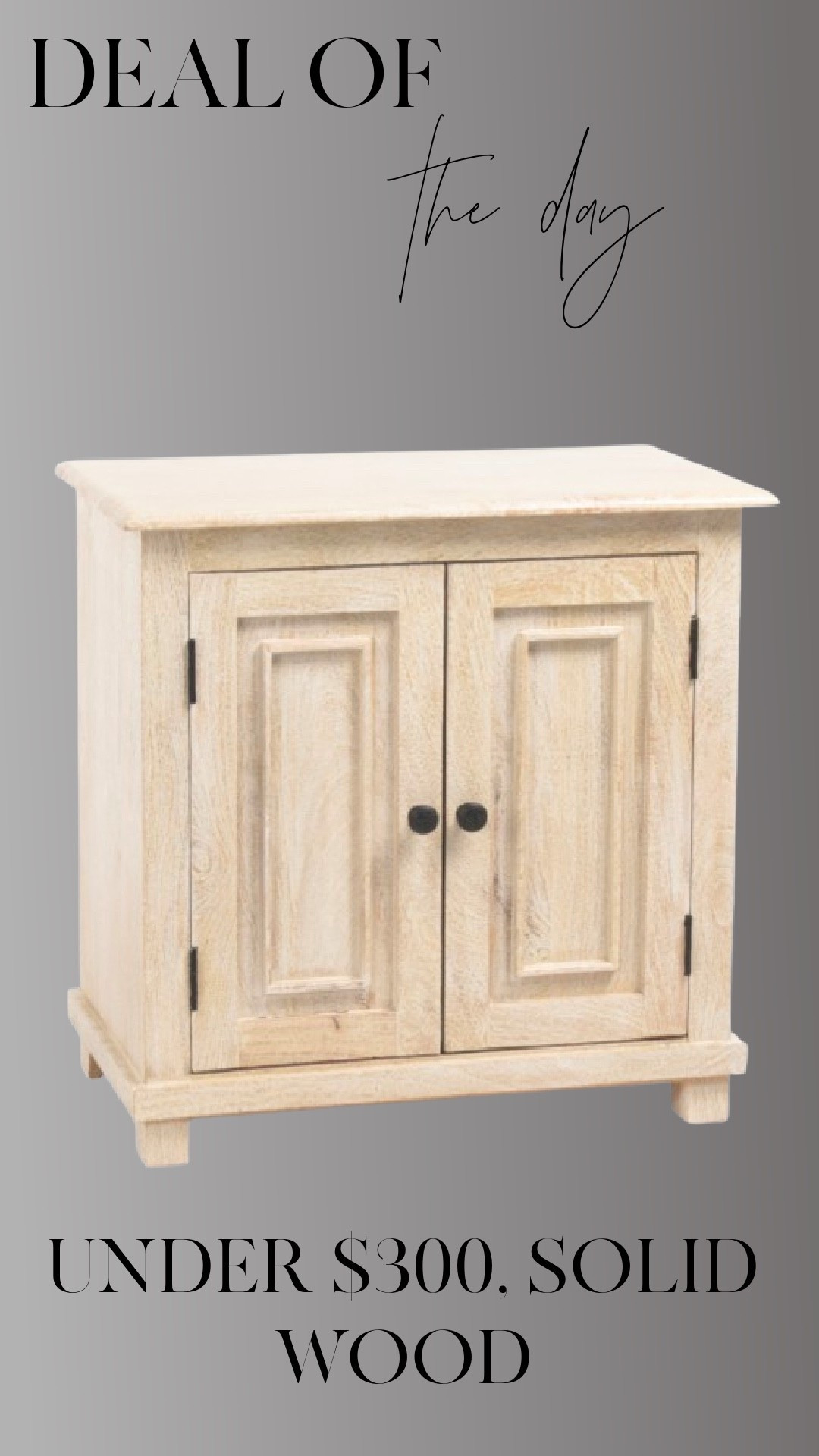 This solid wood cabinet is on sale and such a good neutral staple. I love the simple lines, warm wood tone, and how it works almost anywhere — entry, living room, bathroom, or as extra storage in a bedroom.

#LTKHome #LTKSaleAlert