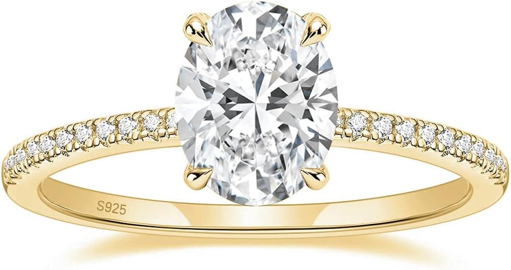 EAMTI 3CT 925 Sterling Silver Engagement Rings Oval Cut Cubic Zirconia CZ Wedding Promise Rings f... | Amazon (US)