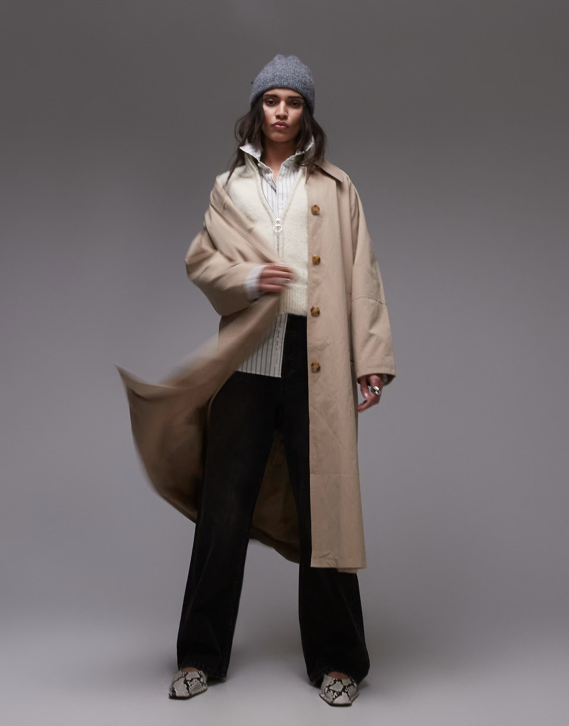 Topshop 90s trench coat in stone | ASOS (Global)