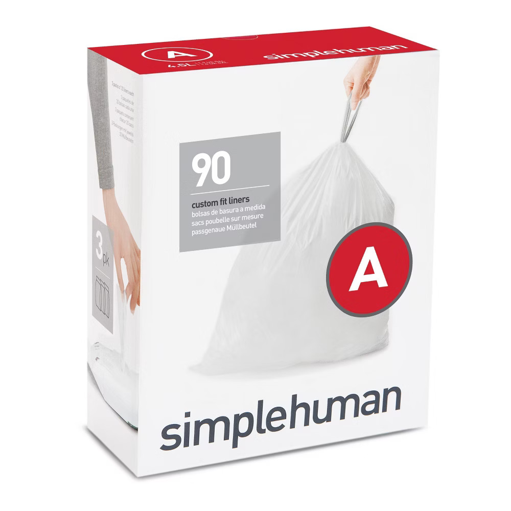 simplehuman 4.5L 60ct Code A Custom Fit Trash Can Liner White | Target