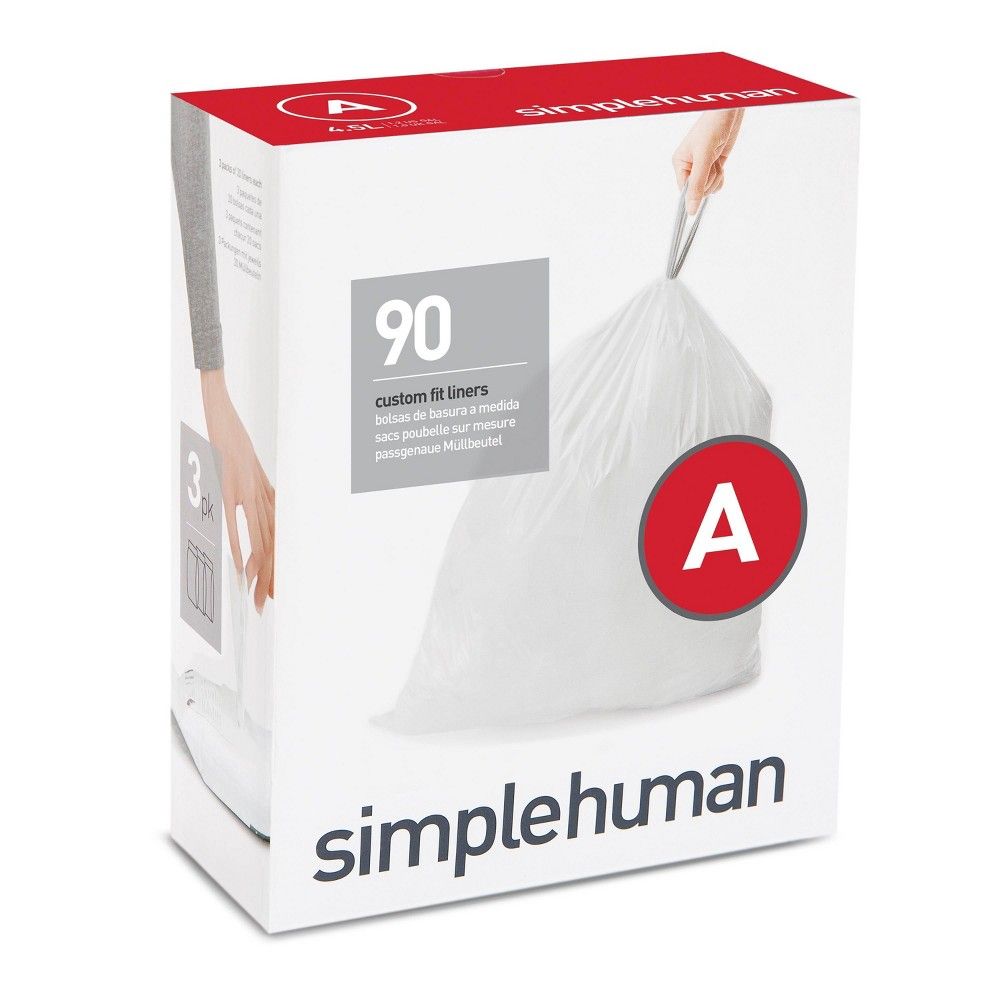 simplehuman 4.5L 60ct Code A Custom Fit Trash Can Liner White | Target