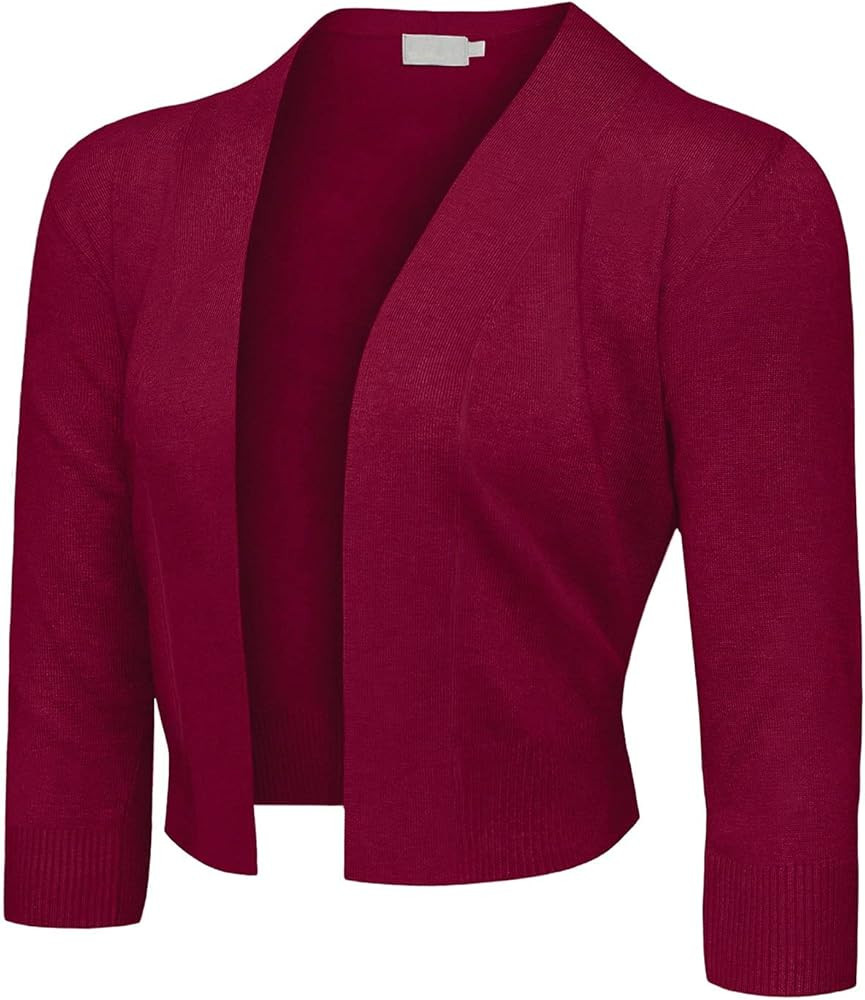 G-Style USA Women's 3/4 Sleeve Open Front Lightweight Cropped Shrug Cardigans Sweaters (S-XL) | Amazon (CA)