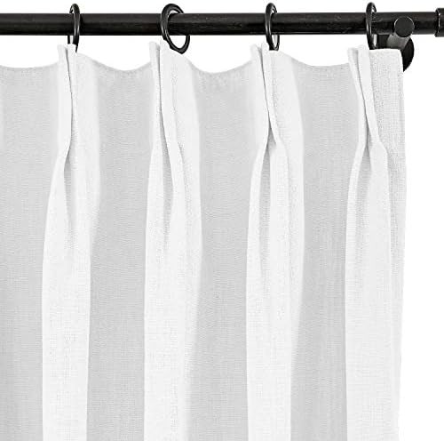 TWOPAGES Heavyweight Cotton Linen Blended Thick Curtains, Paper White Pinch Pleated Drapes for Trave | Amazon (US)