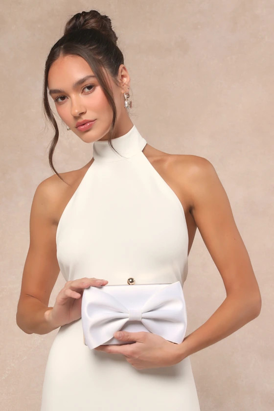 Karol White Bow Clutch | Lulus