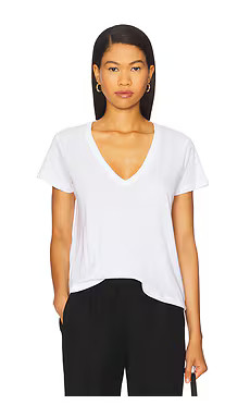 LESET Laura V Neck Tee in White from Revolve.com | Revolve Clothing (Global)
