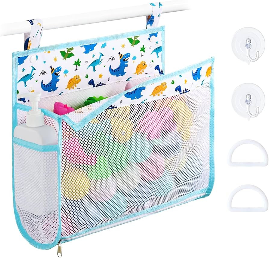 Bath Toy Storage - Dinosaur Bath Toy Organizers for Boys Toddlers with Suction Hooks Large Capaci... | Amazon (US)