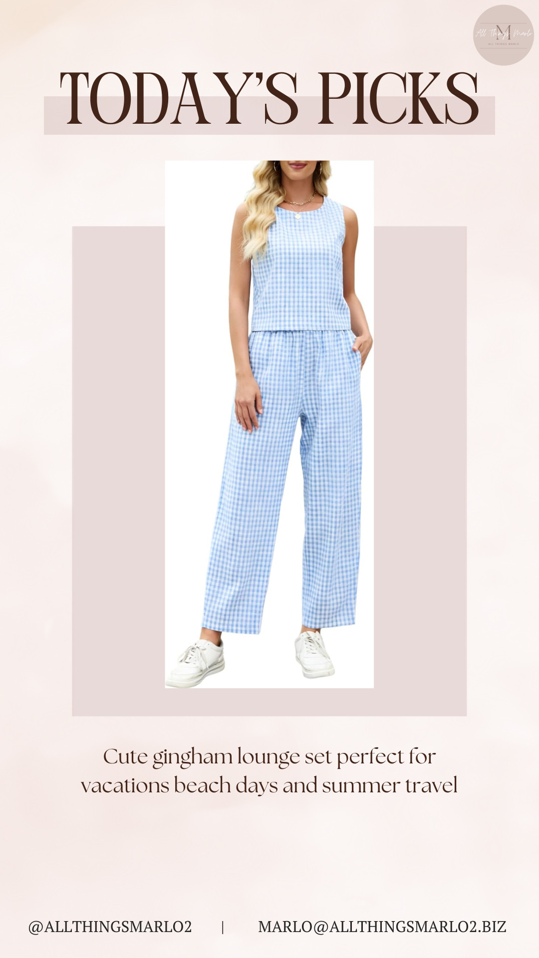 Cute gingham lounge set perfect for vacations beach days and summer travel 

 #LTKSeasonal #LTKWorkwear #LTKTravel