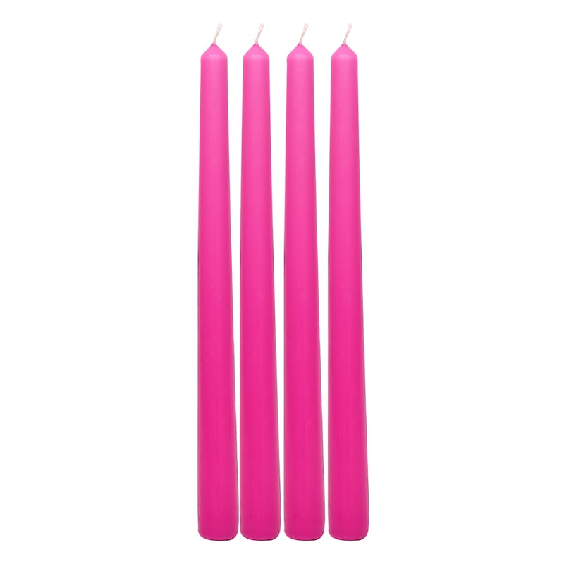 4-Pack Pink Unscented Overdip Taper Candles, 10" | At Home
