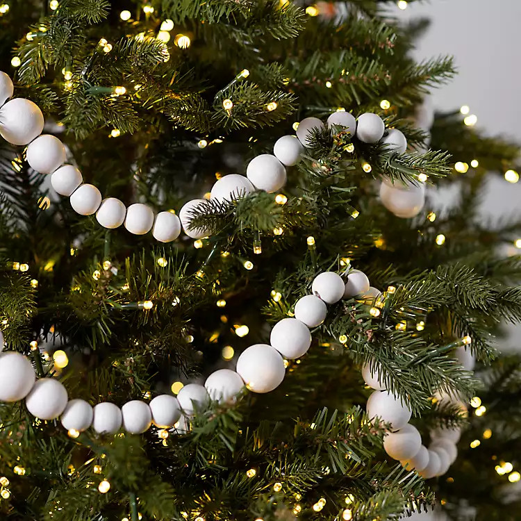 White Wood Beaded Garland | Kirkland's Home