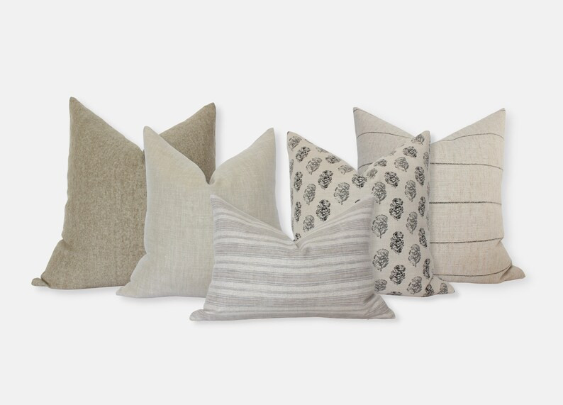 Neutral Pillow Combinations, Beige Cream Pillow Covers, Neutral Sofa Covers, Throw Pillow Set of ... | Etsy (US)
