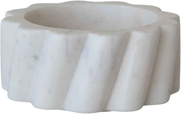 Bloomingville Marble Twisted Scalloped Bottle Holder, White | Amazon (US)