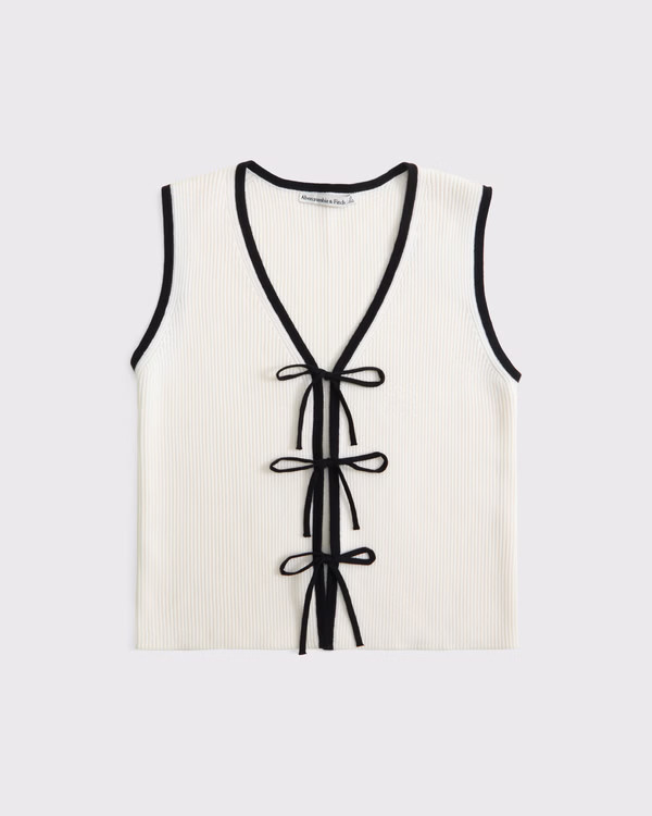 Tie-Front V-Neck Sweater Vest | Abercrombie & Fitch (US)