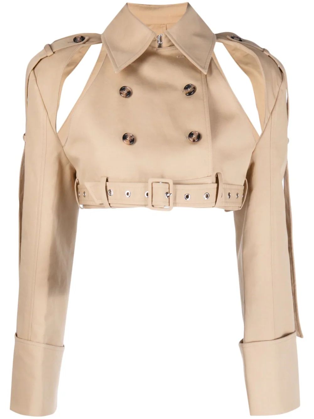 Rokh cut-out double-breasted Cropped Jacket - Farfetch | Farfetch Global