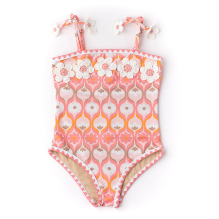 Summer Sorbet Girls Crochet Daisy PomPom One Piece Swimsuit 6m-8 | Shade Critters