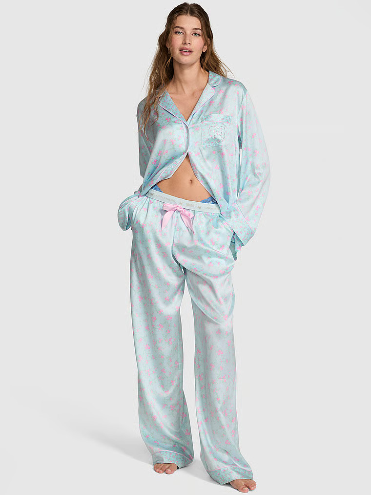 Buy PINK x LoveShackFancy Satin Long Pajama Set, Sunrise - Order Pajamas Sets online - PINK US | Victoria's Secret (US / CA )