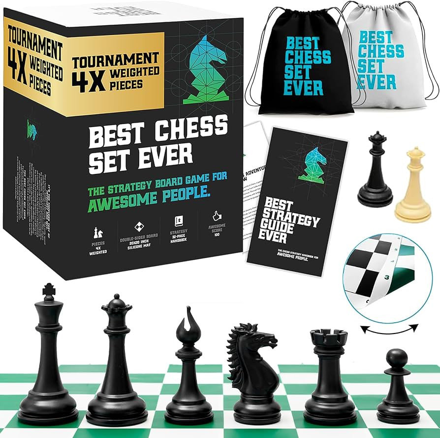 Best Chess Set Ever 4X Quadruple Weighted Tournament Chess Game (4.4" King) Large Staunton Modern... | Amazon (US)